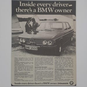 1971 BMW 2500 Auto Original Vintage ganzseitige Zeitschriftenanzeige