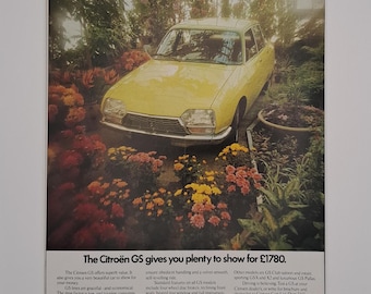1975 Citroen GS Coche Original Página Completa Vintage Revista Anuncio