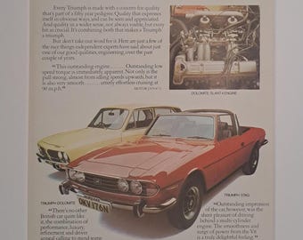 1974 Triumph Dolomite and Triumph Stag Cars Original Full Page Magazine Advertisement