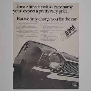 1967 Ford Corsair 2000 De Luxe Car Original Página Inteira Vintage Revista Anúncio