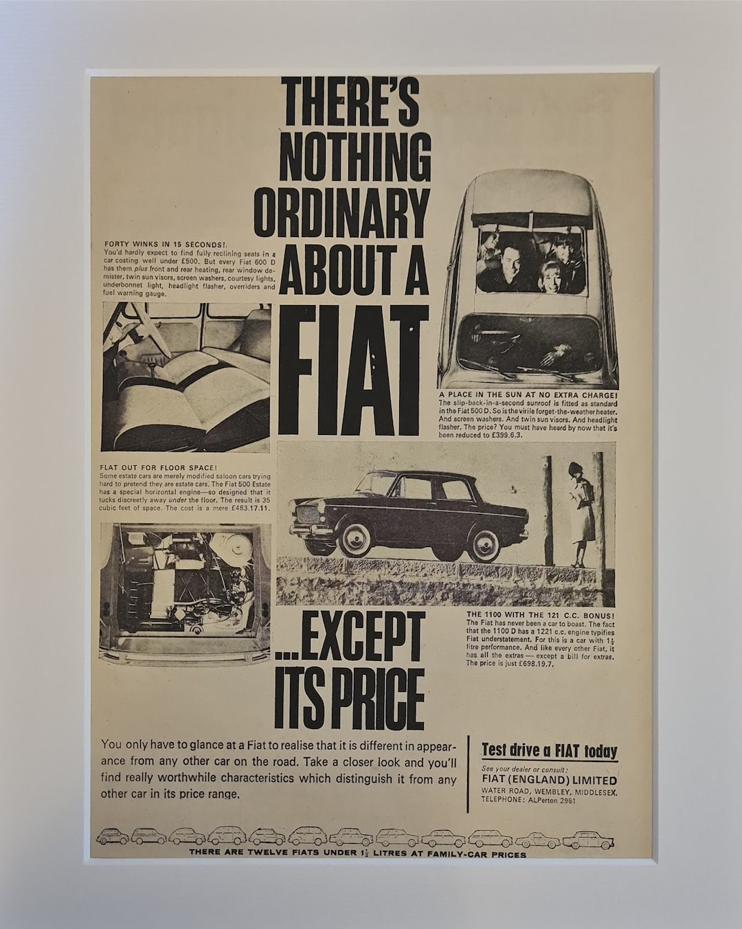 1964 Fiat 600 D, 500 Estate, 500 D and 1100 Cars Original Full