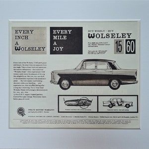 1960 Wolseley 15 60 Car Original Vintage Magazine Advertisement