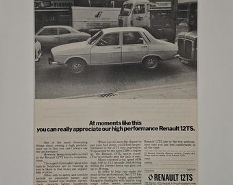 Anuncio original de página completa en revista vintage del Renault 12TS de 1974