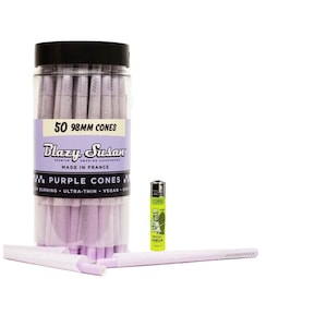 Blazy Susan - Purple Pre Rolled Cones clipper lighter bundle  – 50 Count- 98MM with a lighter