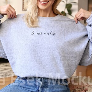 G180 Grey Crewneck Mock-up |Gildan 1800 Sport Grey Sweatshirt Mockup Model Mock | Gildan Sport Grey Pullover | Simple Casual