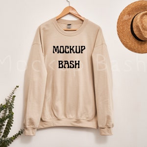 Gildan 18000 Mockup | Gildan Sand Sweatshirt Mockup | Sweatshirt Hanger Mockup | Gildan Sand | 18000 Sand | Boho Mockup