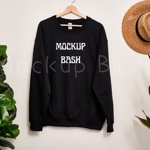 Maqueta Gildan 18000 / Maqueta de sudadera negra Gildan / Maqueta de modelo de sudadera / Maqueta de sudadera Gildan / Maqueta de sudadera negra