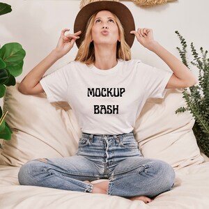 White Bella Canvas 3001 Mockup | Bella Canvas White Shirt Mockup | T-shirt Mockup | Model Mockup| Lifestyle Mockup