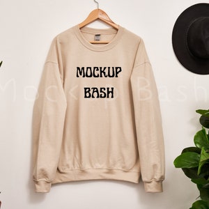 Gildan 18000 Mockup | Gildan Sand Sweatshirt Mockup | Sweatshirt Hanger Mockup | Gildan Sand | 18000 Sand | Boho Mockup