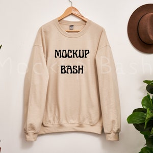Gildan 18000 Mockup | Gildan Sand Sweatshirt Mockup | Sweatshirt Hanger Mockup | Gildan Sand | 18000 Sand | Boho Mockup