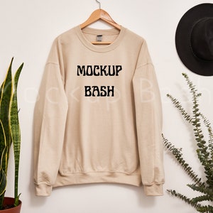 Gildan 18000 Mockup | Gildan Sand Sweatshirt Mockup | Sweatshirt Hanger Mockup | Gildan Sand | 18000 Sand | Boho Mockup