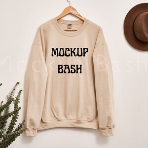 Gildan 18000 Mockup | Gildan Sand Sweatshirt Mockup | Sweatshirt Hanger Mockup | Gildan Sand | 18000 Sand | Boho Mockup