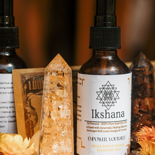 Solar Plexus Chakra - Aromatherapy- manifesting spray - auric spray - tiger eye- invigorating essential oil blend- abundance -unique gifts