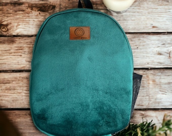 Velvet Green Middle Size Backpack, Toddlers Preschool Backpack, Top Handle Zippy BackPack, Kindergarten Children Gift Cuddly World