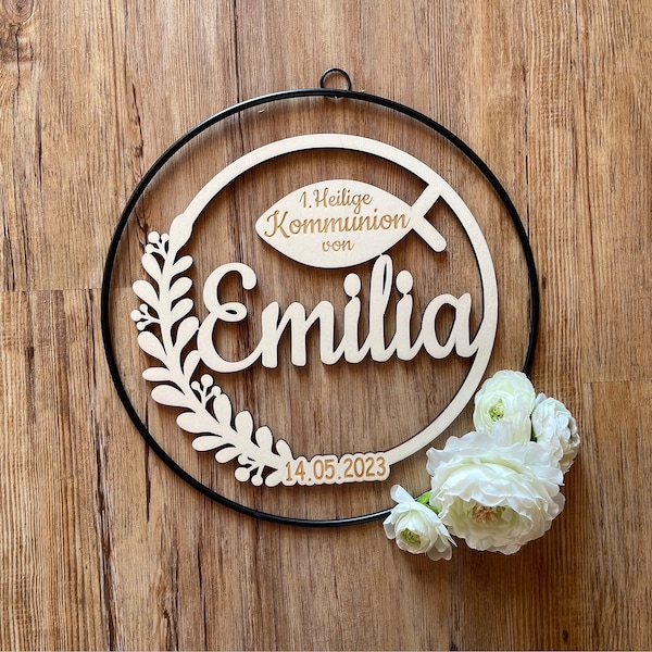 personalized door wreath communion confirmation baptism decoration money gift