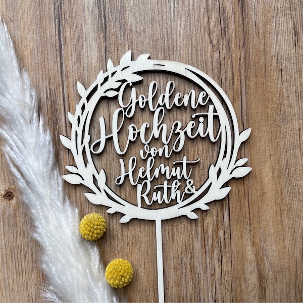 Cake Topper Goldende Hochzeit personalisierte Tortendekoration