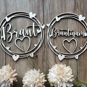 Dekoration Hochzeit Stuhlschilder Braut Bräutigam