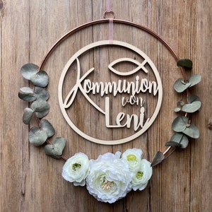 personalized door wreath communion, decoration front door, decoration communion with name, decorative ring entrance