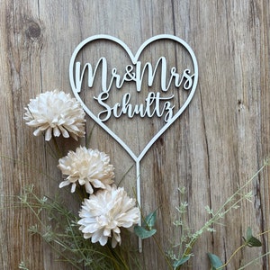 Cake Topper Wedding Mr&Mrs Personalized Heart