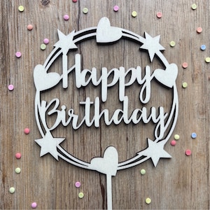 Cake Topper Happy Birthday, Tortentopper Geburtstag, Tortendeko runder Geburtstag, Kuchentopper, Tortenaufleger, Tortenfigur, Dekoration