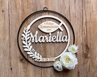 personalized door wreath communion confirmation baptism confirmation decoration cash gift