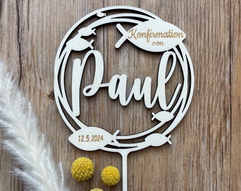 personalized cake topper confirmation fish