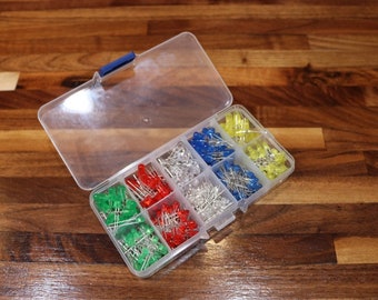 200pcs 3mm and 5mm LEDs (white, yellow, red, green, blue) combination kit