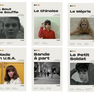 6 Jean-Luc Godard Movie Posters - Digital Download / Vintage Movie Poster / Wall Art Print / Printable Wall Art Print / Film Frame Print