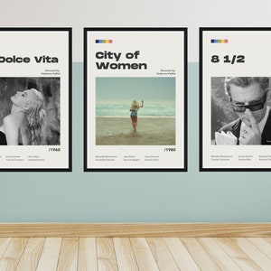 3 Poster di film di Federico Fellini - Download digitale / Poster di film vintage / Stampa d'arte da parete / Stampa d'arte da parete stampabile / Stampa cornice di film