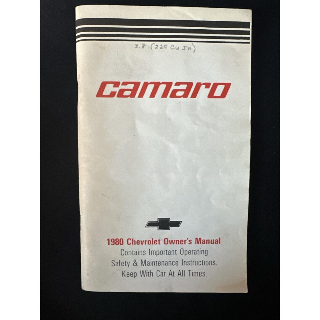 1980 Chevrolet Camaro Owners Manual Reproduction Reprint - Etsy
