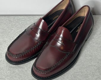 New G.H. Bass Logan Weejuns Loafers Men 7.5 D Leather Slip On Cherry Red Shoes