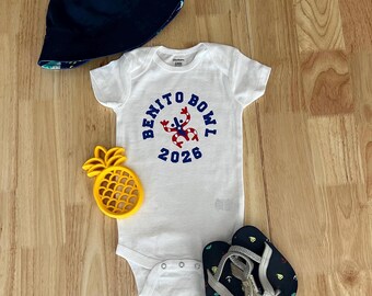 Benito Bowl 2026 Baby Bodysuit, El Coqui, Puerto Rico, Latino Heritage Month, Taino Coqui, Mexi-Riqueños, Conejo Malo, Boricua, Halftime, P
