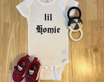 Lil Homie Baby Bodysuit, Pregnancy Announcement Reveal, Little Homie Coming Soon, Baby Shower Gift, Low Rider Lifestyle, Pa La Raza