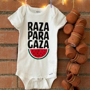 Raza Para Gaza Baby Bodysuit / Latinos Para Palestina / Mexicanos Con Palestina / End Genocide / Donate / Libertad Para Gaza / Sandia / Kids