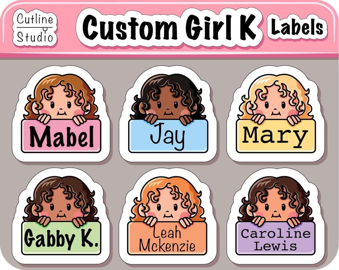 Customizable Girl K Name Tags Daycare Labels Personalized Etsy