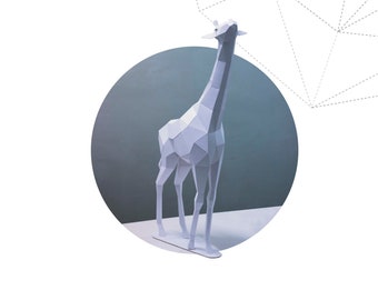 Papercraft 3D GIRAFFE KIND pepakura Pdf-sjabloon Lage veelhoekige papiersculptuur Diy Decor thuis loft kantoor Afrikaanse dierenliefhebber milieuvriendelijk