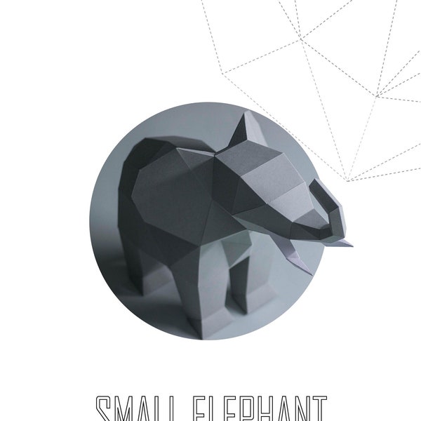 Papercraft 3D ELEPHANT PETIT Low Poly Paper Sculpture DIY cadeau Decor pour maison pépinière bureau pepakura modèle modèle fait à la main enfants animaux