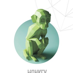 Papercraft 3D MONKEY APE Low Poly Paper Sculpture DIY Gift Decor for ...