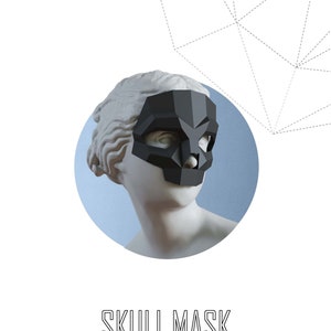 Papercraft 3D SKULL HALF MASK 4 halloween scare demon pepakura kinky party LowPoly Paper face cover Diy gift carnival pattern template