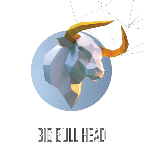 Papercraft 3D BIG BULL HEAD new Low Poly Paper Sculpture DIy Decor for home loft and office pepakura pattern template animal polygonal art