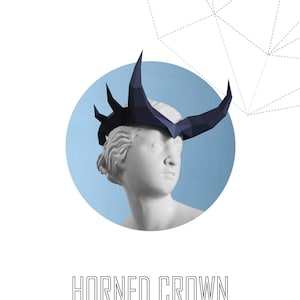 Papercraft 3D HORNED CROWN halloween pepakura forest queen Gothic Low Poly Paper Sculpture diy carnival party pattern template polygonal