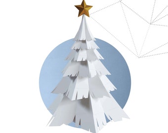 Papercraft 3D NAVIDAD PINO Decoración de fiesta de año nuevo pepakura Low Poly Escultura de papel regalo decoración de plantilla de patrón de hogar y oficina