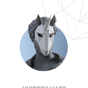 Papercraft 3D HORSE UNICORN MASK halloween pepakura art kinky party Low Poly Paper face cover Diy gift carnival pattern template polygonal