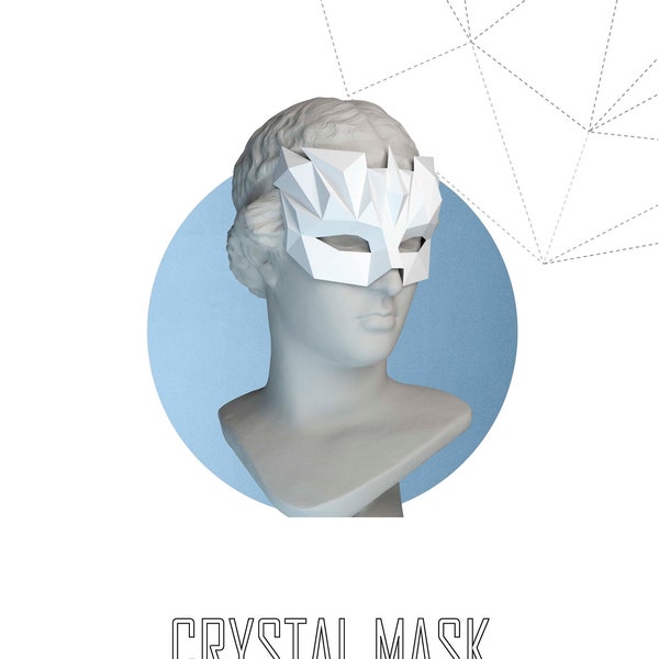 Papercraft 3D CRYSTAL ICE face MASK Halloween pepakura Carnaval veneciano Low Poly Paper regalo fiesta festival plantilla cubierta de cara poligonal