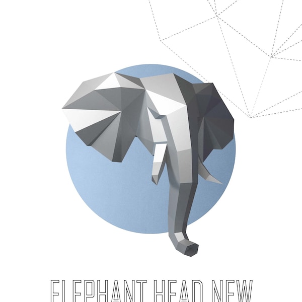 Papercraft 3D ELEPHANT HEAD new pepakura Low Poly Paper Sculpture DIY loft pépinière Décor modèle modèle Afrique animal trophée polygonal