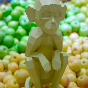 Papercraft 3D MONKEY APE Low Poly Paper Sculpture DIY Gift Decor for ...