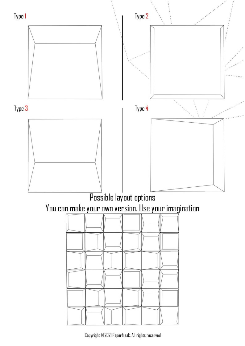 Papercraft 3D INSTALLATION SQUARES 3 Version Templates - Etsy