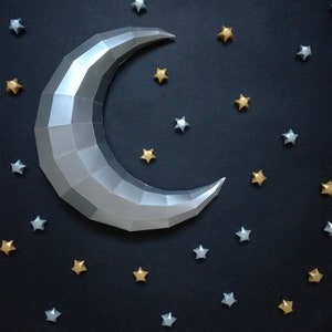 Papercraft 3D MOON+ Bonus STARS Pepakura Pattern 2 Files of the Wall ...