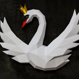 Papercraft 3D SWAN WITH CROWN mirror Version Pepakura Pdf Template Low ...