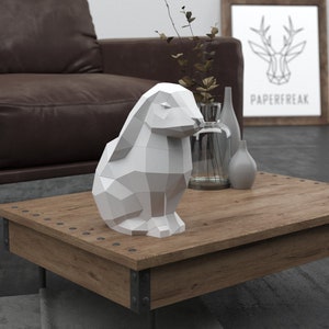 Papercraft 3d SITTING RABBIT BUNNY 3D Low Poly Paper Sculpture Diy Gift ...